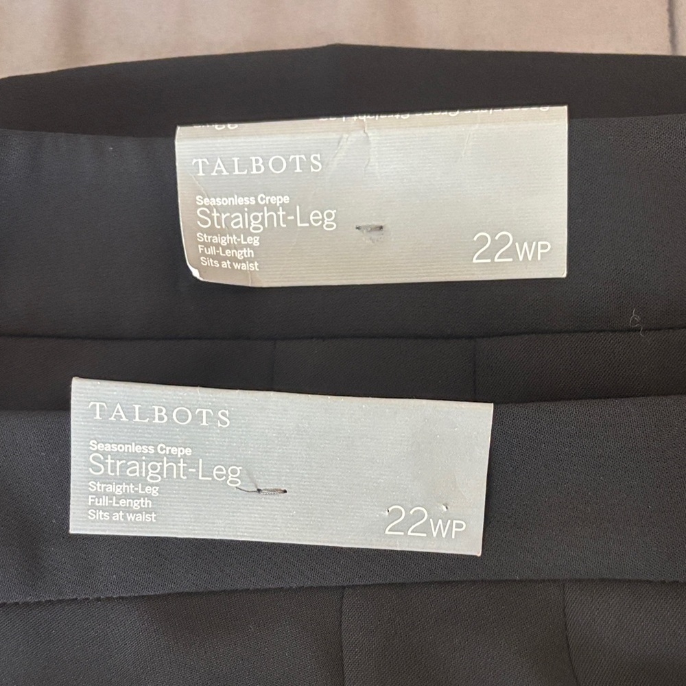 2 pair NWT 22wp Talbots Black Crepe Trousers straight-leg
